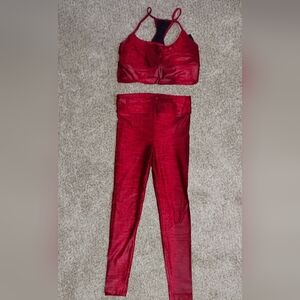 Koral Vibrant Red Alligator Print Cropped Top and Leggings Set